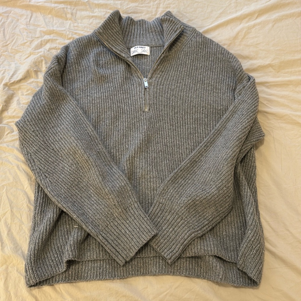 1/4 Zip Grey Knit Sweater